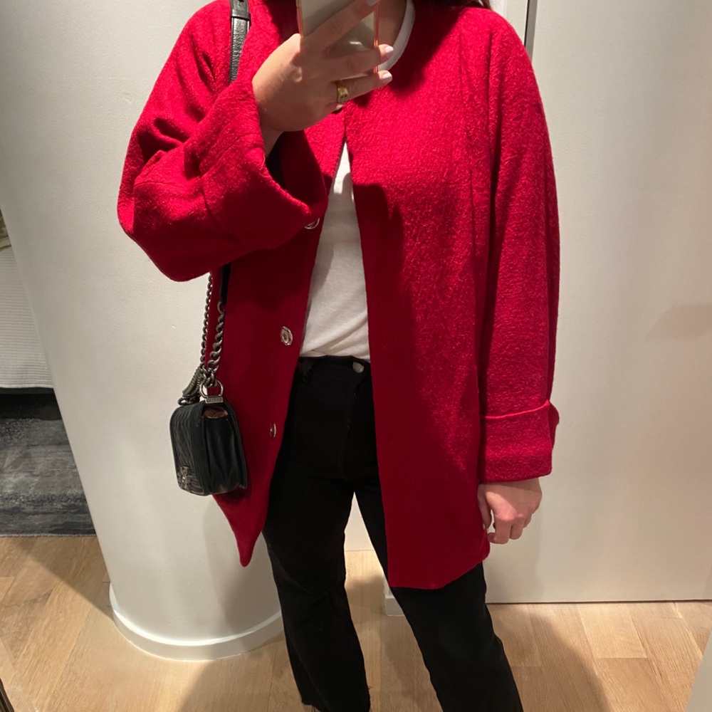 Red Mod Dolce Vita Jacket Pea Coat, Jackie O